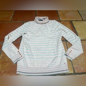 Tommy Hilfiger Pink and White Striped Turtleneck Sweater